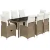 Image de vidaXL Ensemble de jardin bistrot 9 pièces avec coussins Marron Poly rotin