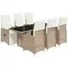 Image de vidaXL Ensemble de jardin bistrot 7 pièces avec coussins Marron Poly rotin