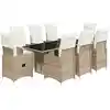 Image de vidaXL Ensemble de jardin bistrot 9 pièces avec coussins Marron Poly rotin