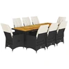 Image de vidaXL Ensemble de jardin bistrot 9 pièces avec coussins noir poly rotin