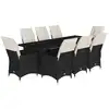 Image de vidaXL Ensemble de jardin bistrot 9 pièces avec coussins noir poly rotin