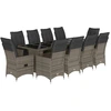 Image de vidaXL Ensemble de jardin bistrot 11 pièces avec coussins Gris Poly rotin