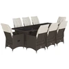 Image de vidaXL Ensemble de jardin bistrot 9 pièces avec coussins Marron Poly rotin