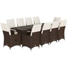 Image de vidaXL Ensemble de jardin bistrot 11 pièces avec coussins Marron Poly rotin