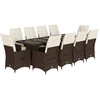 Image de vidaXL Ensemble de jardin bistrot 11 pièces avec coussins Marron Poly rotin