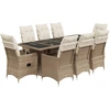 Image de vidaXL Ensemble de jardin bistrot 9 pièces avec coussins Beige Poly Rattan