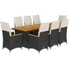Image de vidaXL Ensemble de jardin bistrot 9 pièces avec coussins noir poly rotin