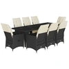 Image de vidaXL Ensemble de jardin bistrot 9 pièces avec coussins noir poly rotin