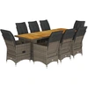 Image de vidaXL Ensemble de jardin bistrot 9 pièces avec coussins Gris Poly rotin