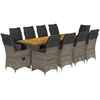 Image de vidaXL Ensemble de jardin bistrot 11 pièces avec coussins Gris Poly rotin