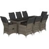 Image de vidaXL Ensemble de jardin bistrot 9 pièces avec coussins Gris Poly rotin