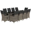 Image de vidaXL Ensemble de jardin bistrot 11 pièces avec coussins Gris Poly rotin
