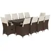 Image de vidaXL Ensemble de jardin bistrot 11 pièces avec coussins Marron Poly rotin