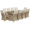 Image de vidaXL Ensemble de jardin bistrot 11 pièces avec coussins Beige Poly Rattan
