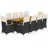 Image de vidaXL Ensemble de jardin bistrot 11 pièces avec coussins noir poly rotin