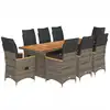 Image de vidaXL Ensemble de jardin bistrot 9 pièces avec coussins Gris Poly rotin