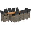 Image de vidaXL Ensemble de jardin bistrot 11 pièces avec coussins Gris Poly rotin