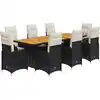 Image de vidaXL Ensemble de jardin bistrot 9 pièces avec coussins noir poly rotin
