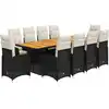 Image de vidaXL Ensemble de jardin bistrot 11 pièces avec coussins noir poly rotin