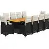 Image de vidaXL Ensemble de jardin bistrot 11 pièces avec coussins noir poly rotin