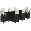 Image de vidaXL Ensemble de jardin bistrot 9 pièces avec coussins noir poly rotin