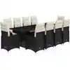Image de vidaXL Ensemble de jardin bistrot 11 pièces avec coussins noir poly rotin
