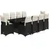 Image de vidaXL Ensemble de jardin bistrot 11 pièces avec coussins noir poly rotin