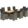 Image de vidaXL Ensemble de jardin bistrot 9 pièces avec coussins Gris Poly rotin