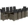 Image de vidaXL Ensemble de jardin bistrot 11 pièces avec coussins Gris Poly rotin