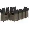 Image de vidaXL Ensemble de jardin bistrot 11 pièces avec coussins Gris Poly rotin