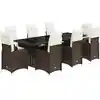 Image de vidaXL Ensemble de jardin bistrot 9 pièces avec coussins Marron Poly rotin