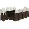 Image de vidaXL Ensemble de jardin bistrot 11 pièces avec coussins Marron Poly rotin