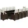Image de vidaXL Ensemble de jardin bistrot 11 pièces avec coussins Marron Poly rotin