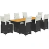 Image de vidaXL Ensemble de jardin bistrot 9 pièces avec coussins noir poly rotin