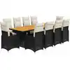 Image de vidaXL Ensemble de jardin bistrot 11 pièces avec coussins noir poly rotin