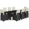 Image de vidaXL Ensemble de jardin bistrot 9 pièces avec coussins noir poly rotin