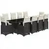 Image de vidaXL Ensemble de jardin bistrot 11 pièces avec coussins noir poly rotin