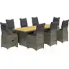 Image de vidaXL Ensemble de jardin bistrot 9 pièces avec coussins Gris Poly rotin