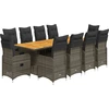 Image de vidaXL Ensemble de jardin bistrot 11 pièces avec coussins Gris Poly rotin