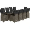 Image de vidaXL Ensemble de jardin bistrot 11 pièces avec coussins Gris Poly rotin