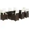 Image de vidaXL Ensemble de jardin bistrot 9 pièces avec coussins Marron Poly rotin