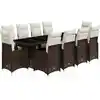 Image de vidaXL Ensemble de jardin bistrot 11 pièces avec coussins Marron Poly rotin