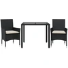Image de vidaXL Ensemble de jardin 3 pièces avec coussins noir Poly rotin verre