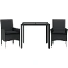 Image de vidaXL Ensemble de jardin 3 pièces avec coussins noir Poly rotin verre