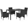 Image de vidaXL Ensemble de jardin 5 pièces avec coussins Noir Poly rotin et verre