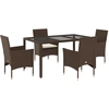 Image de vidaXL Ensemble de jardin 5 pièces avec coussins Marron Poly rotin Verre