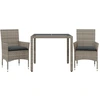 Image de vidaXL Ensemble de jardin 3 pièces avec coussins Gris Poly rotin et verre