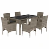 Image de vidaXL Ensemble de jardin 7 pièces avec coussins Gris Poly rotin et verre