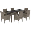 Image de vidaXL Ensemble de jardin 7 pièces avec coussins Gris Poly rotin et verre