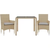 Image de vidaXL Ensemble de jardin 3 pièces avec coussins Beige Poly rotin et verre